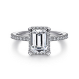 14K White Gold 'Hart' Hidden Halo Emerald Cut Diamond Engagement Ring