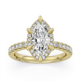 14K Yellow Gold 2.10Ct Marquise Lab Grown Diamonds Halo Engagement Ring