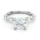 14K White Gold Modern Round Natural Diamonds Engagement Ring