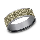 Gray Tantalum And 14K Yellow Gold ‘The Arko’ Tree Roots Patterned 7.5mm Wedding Band