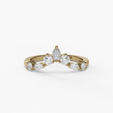 14K Yellow Gold Curved Natural Diamonds Band