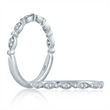 14K White Gold Pavé Modern Alternating Natural Diamonds Band