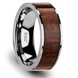 Tungsten Carbide ‘Thraco’ 8mm Flat Carpathian Wood Inlaid Wedding Band