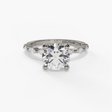 14K White Gold Modern Round Natural Diamonds Engagement Ring