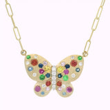 14K Yellow Gold Multi-Colored Stones Animal Necklace
