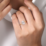 14K Yellow And White Gold 'Cari' Hidden Halo Oval Natural Diamonds Engagement Ring