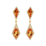 18K Yellow Gold Citrine And Diamond Dangle Earrings