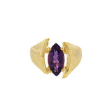 JT ESTATE 14K Yellow Gold Marquise Amethyst Contemporary Ring