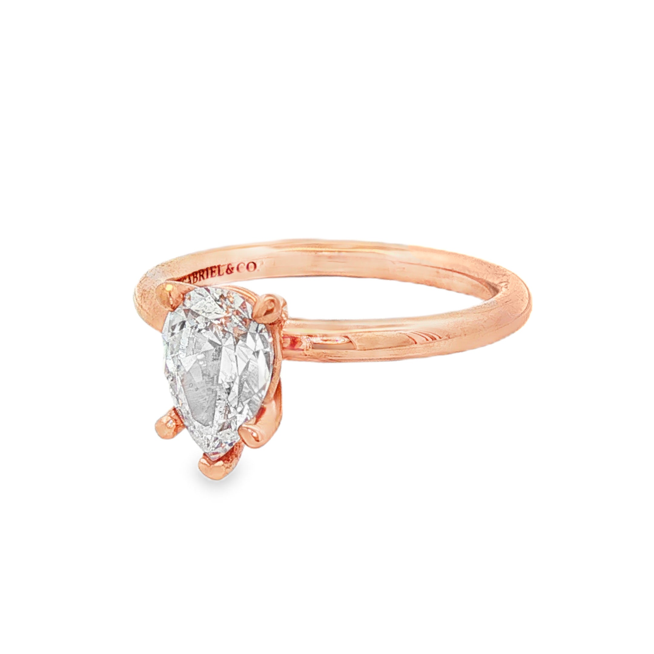 14K Rose Gold Lark Pear Center Solitaire Engagement Ring