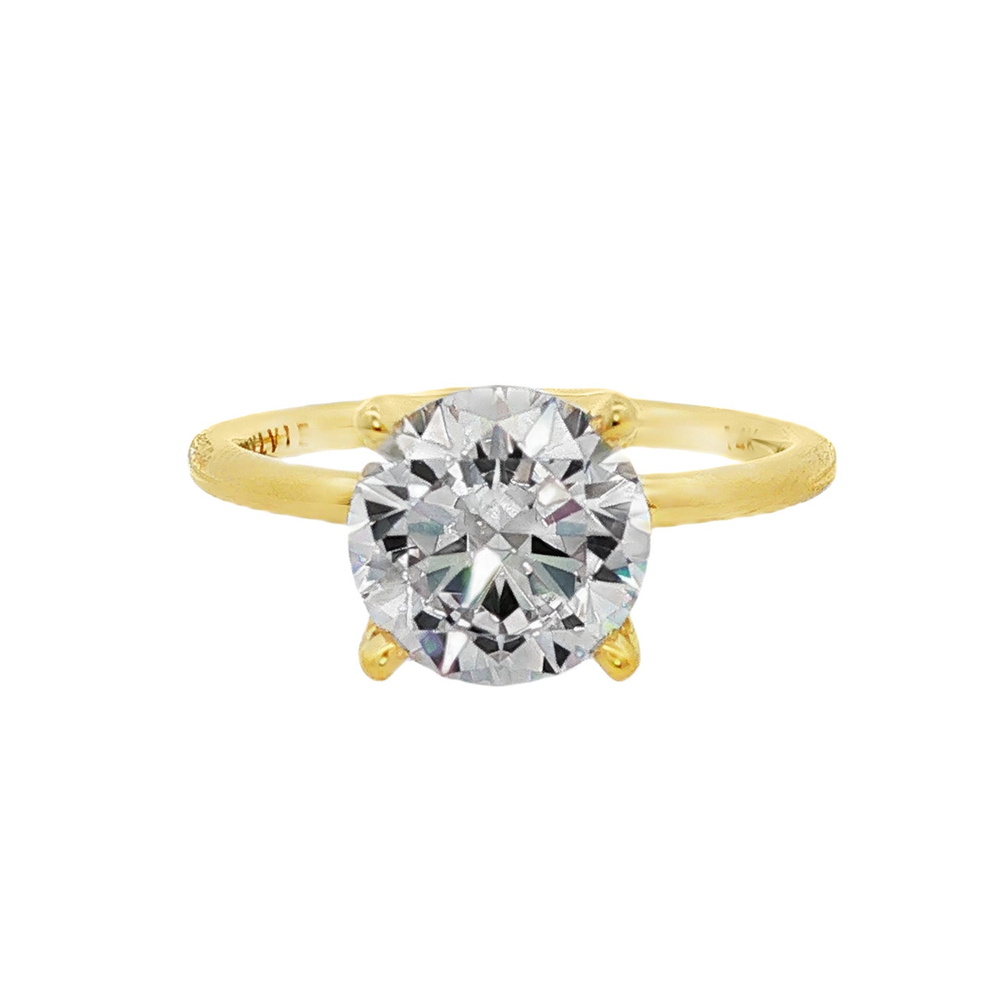 14K Yellow Gold Fawn Solitaire Ring