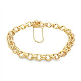 JT ESTATE 14K Yellow Gold Double Link Charm Bracelet