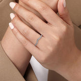 14K White Gold Curved Natural Diamonds Band