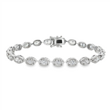 14K White Gold Natural Diamonds Fancy Link Bracelet