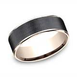 Dark Tantalum And 14K Rose Gold 7.5mm Wedding Band