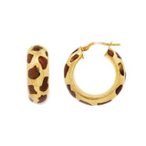 JT ESTATE 14K Yellow Gold Small Brown Enamel Hoops