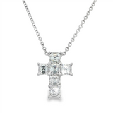 18K White Gold Natural Diamonds Cross Pendant