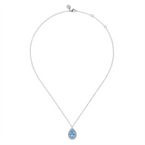 Sterling Silver Bujukan Pear Blue Topaz Pendant Necklace