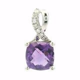 14K White Gold Amethyst Drop Pendant