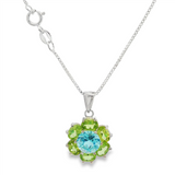 JT ESTATE Sterling Silver Peridot Flower Pendant