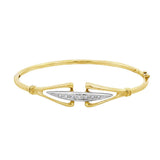 JT ESTATE 14K Yellow And White Gold Natural Diamond Hinged Bangle