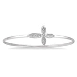 Sterling Silver Natural Diamonds Cross Bangle Bracelet