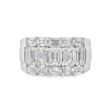 18K White Gold Wide Band Natural Diamonds Ring