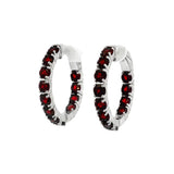 January Birthstone Sterling Silver Garnet Inside Out Earrings