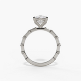 14K White Gold Classic Round Natural Diamonds Engagement Ring