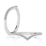 14K White Gold Curved Natural Diamonds Band