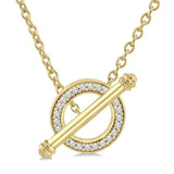 10K Yellow Gold Natural Diamonds Circle Lariat Necklace