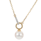 14K Yellow Gold Pearl And Diamond Necklace