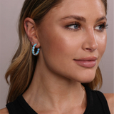 18K Yellow Gold Overlay 'Oh She Fancy' Simulated Blue Opal Inside Out Hoop Earrings
