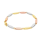 JT ESTATE 14K Tri-Color Gold Flat Link Bracelet