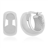 Sterling Silver 15Mm Plain Band Hoop Earrings
