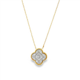 10K Yellow Gold Natural Diamonds Clover Necklace
