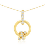 14K Yellow Gold Natural Diamonds Contemporary Pendant