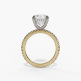14K Yellow And White Gold Hidden Halo Radiant Natural Diamonds Engagement Ring