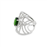 14K White Gold Oval Russalite And Diamond Contemporary Ring