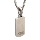 Stainless Steel Dog Tag Pendant With Dinobone & Meteorite Inlay