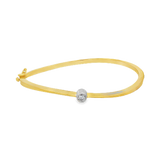 JT ESTATE 14K Yellow And White Gold Natural Diamonds Bangle Bracelet