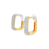 14K Yellow Gold 12Mm Square Huggie Lab Grown Diamonds Hoop Earrings