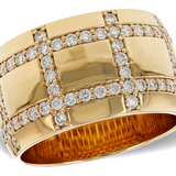 14K Yellow Gold Wide Natural Diamond Band