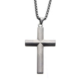 Stainless Steel Matte Finish Cross Pendant Necklace