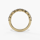 14K Yellow Gold Modern Alternating Natural Diamonds Band