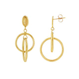 JT ESTATE 14K Yellow Gold Interlocking Circle Dangle Earrings