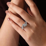 14K Rose And White Gold 'Zaira' Bypass Round Natural Diamond Engagement Ring