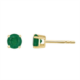 14K Yellow Gold Emeralds Stud Earrings
