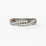 14K White And Yellow Gold Twist Natural Diamonds Band
