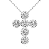 14K White Gold Lab Grown Diamonds Cross Necklace