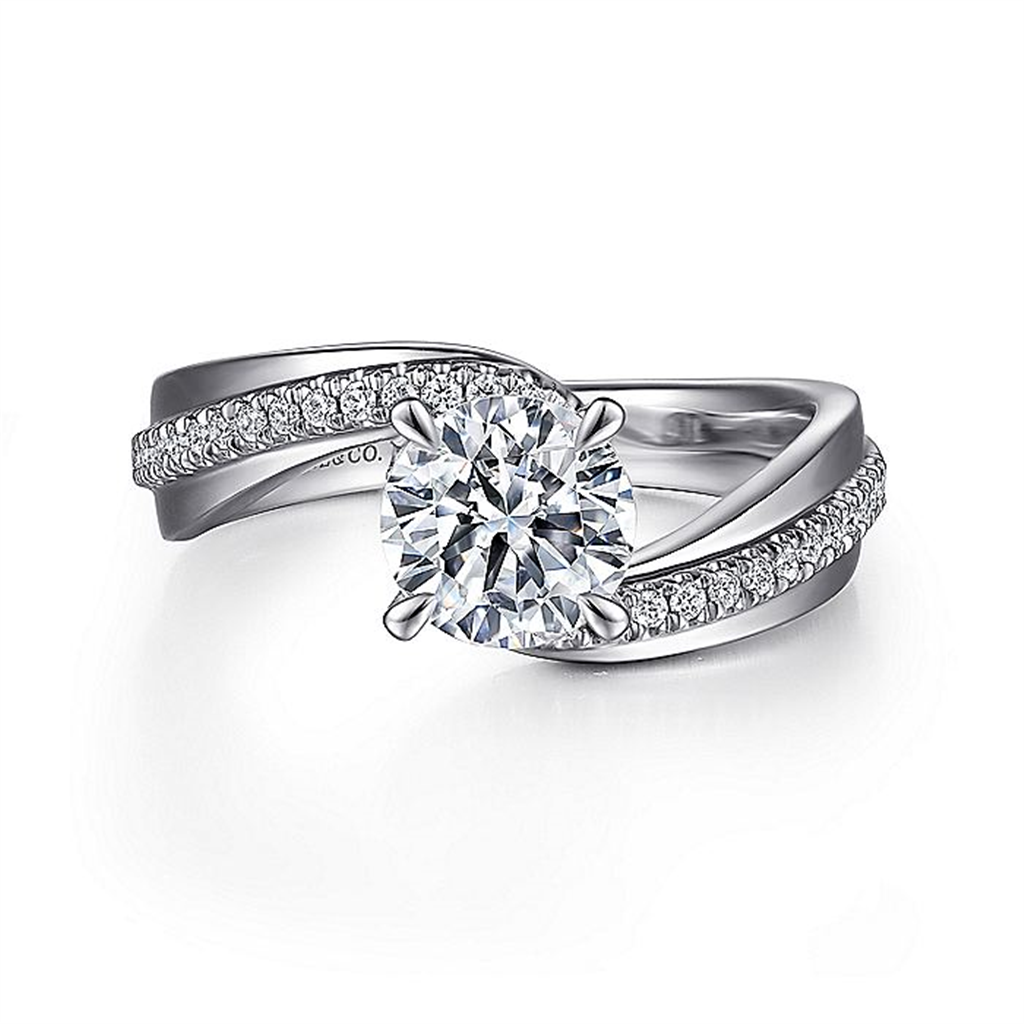 14K White Gold ‘Furay’ Bypass Round Diamond Engagement Ring